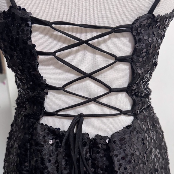 Lucy in the Sky Sequin Corset Mini Dress in Black Size Large - Picture 8 of 12